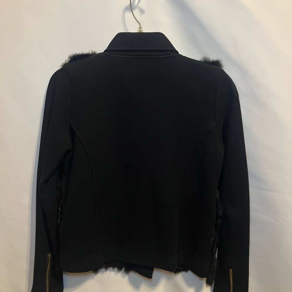 525 America Luxe Sweater Jacket. Black, Genuine Rabbit Fur, Size Small - Picture 2 of 7
